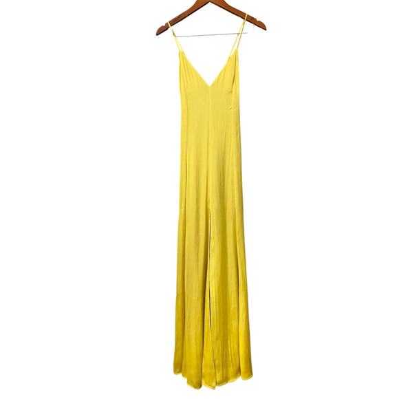 Lovers + Friends Bermuda Maxi Dress Small Yellow Satin Evening Formal Gown Glam - Picture 4 of 11